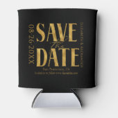 Zwart & Wit Goud Script Bruiloft Save The Date Blikjeskoeler (Voorkant)