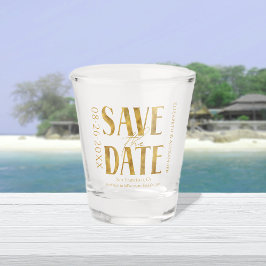 Zwart & Wit Goud Script Bruiloft Save the Date Shot Glas