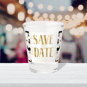 Zwart & Wit Goud Script Bruiloft Save the Date Shot Glas