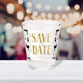 Zwart & Wit Goud Script Bruiloft Save the Date Shot Glas