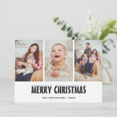 Zwart Wit Goud Sneeuw Foto Collage Kerst Kaart (Staand voorkant)