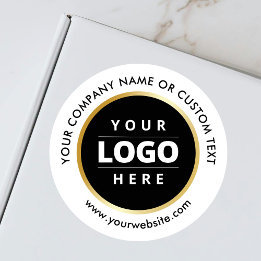 Zwart Wit Goud Streep Zakelijk Logo Verzending Ronde Sticker
