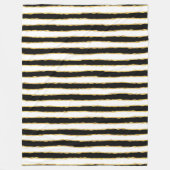 Zwart Wit Goud Strepen Fleece Deken (Voorkant)