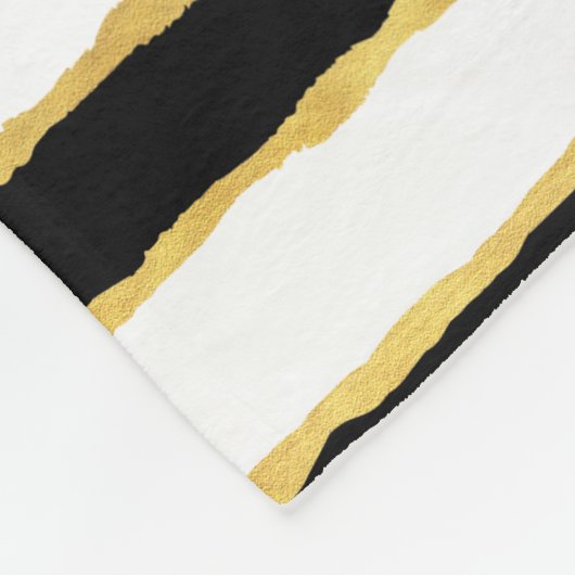 Zwart Wit Goud Strepen Fleece Deken (Hoek)