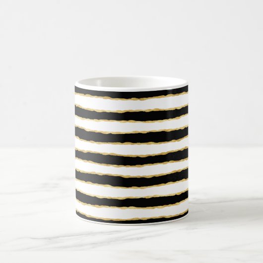 Zwart Wit Goud Strepen Koffiemok (Center)