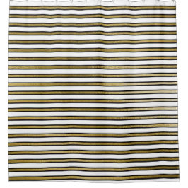 Zwart Wit Goud Strepen Lijnen Minimale Chique Glam Douchegordijn