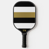 Zwart Wit Goud Strepen Monogram Pickleball Paddle (Achterkant)