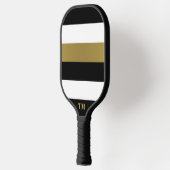 Zwart Wit Goud Strepen Monogram Pickleball Paddle (Links)
