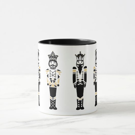 Zwart, Wit & Goud Trendy Notenkraker Kerstmis Mok (Midden)