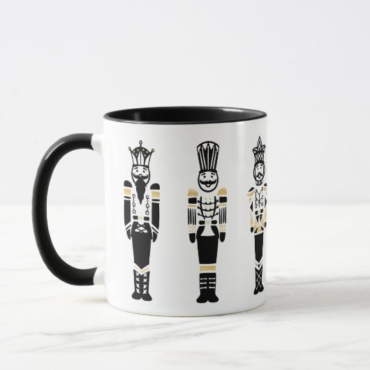 Zwart, Wit & Goud Trendy Notenkraker Kerstmis Mok (Links)
