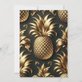 Zwart Wit Goud Tropisch Ananas Bruidsdiner Kaart (Achterkant)