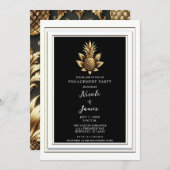 Zwart Wit & Goud Tropisch Ananas Verloving Kaart (Voorkant / Achterkant)