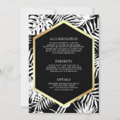 Zwart Wit Goud Tropische Palm Alles in één bruilof Kaart (Achterkant)