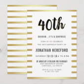 Zwart, Wit & Goud Verrassingsfeestje 40ste Verjaar Kaart (Voorkant / Achterkant)