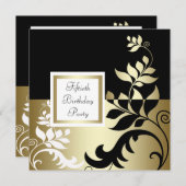 Zwart Wit Goud Vrouwen 50ste Verjaardagsfeest Kaart (Voorkant / Achterkant)