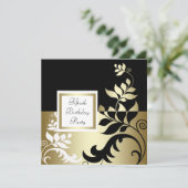 Zwart Wit Goud Vrouwen 50ste Verjaardagsfeest Kaart (Staand voorkant)