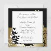 Zwart Wit Goud Vrouwen 50ste Verjaardagsfeest Kaart (Achterkant)