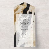 Zwart Wit Goud Western Koeienhuid All In One Uitnodiging (Binnen)