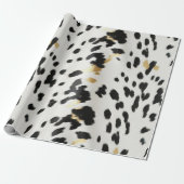 Zwart Wit Goud Western Koeienhuid Cadeaupapier (Uitgerold)