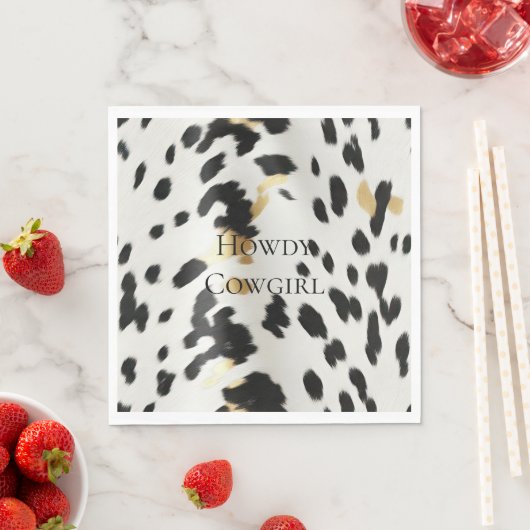 Zwart Wit Goud Western Koeienhuid Servet (Insitu)