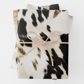Zwart Wit Goud Zuidwest Cowhide Verjaardag Inpakpapier Vel (In situ)
