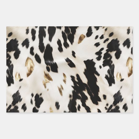 Zwart Wit Goud Zuidwest Cowhide Verjaardag Inpakpapier Vel (Voorkant)