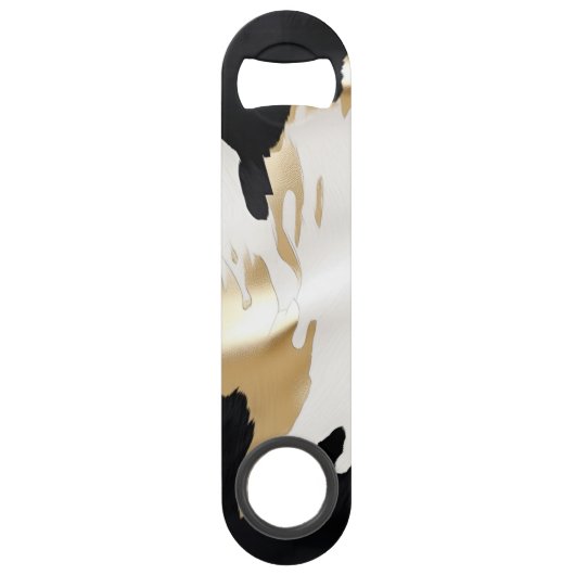 Zwart Wit Goud Zuidwest Koeienhuid Bruiloftsfeest Speed Flessenopener (Achterkant)