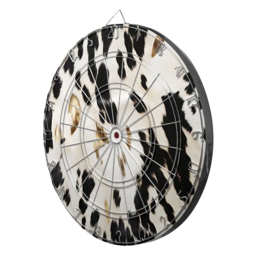 Zwart Wit Goud Zuidwest Koeienhuid Dartbord (Voorkant Rechts)