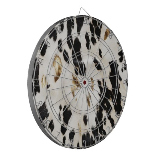 Zwart Wit Goud Zuidwest Koeienhuid Dartbord (Voorkant Links)