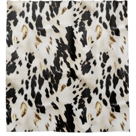 Zwart Wit Goud Zuidwest Koeienhuid Douchegordijn (Voorkant)