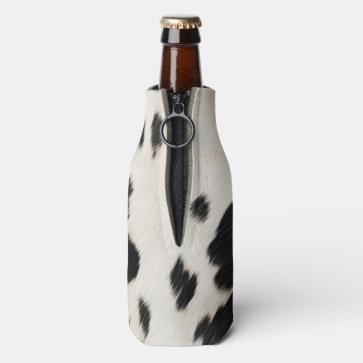 Zwart Wit Goud Zuidwest Koeienhuid Flesjeskoeler (Fles Achterkant)