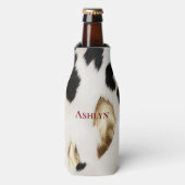 Zwart Wit Goud Zuidwest Koeienhuid Flesjeskoeler (Fles Voorkant)