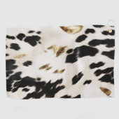 Zwart Wit Goud Zuidwest Koeienhuid Golfhanddoek (Horizontaal)