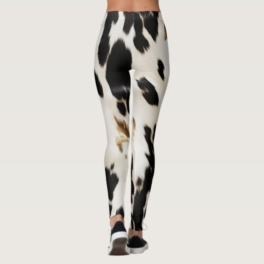Zwart Wit Goud Zuidwest Koeienhuid Leggings (Achterkant)