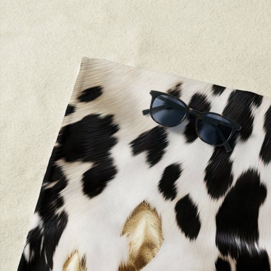 Zwart Wit Goud Zuidwest Koeienhuid Strandlaken (In situ)