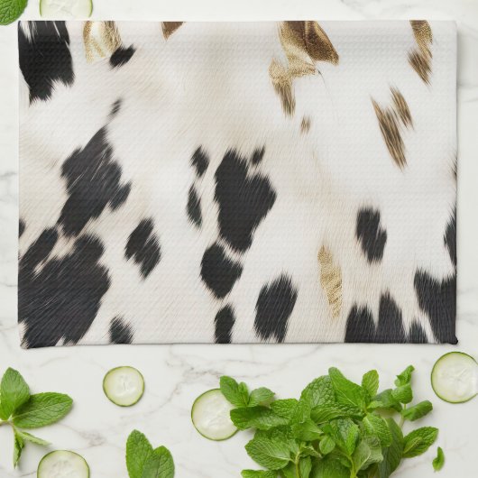 Zwart Wit Goud Zuidwest Koeienhuid Theedoek (Gevouwen)