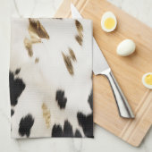 Zwart Wit Goud Zuidwest Koeienhuid Theedoek (Quarter Fold)