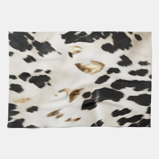 Zwart Wit Goud Zuidwest Koeienhuid Theedoek (Horizontaal)