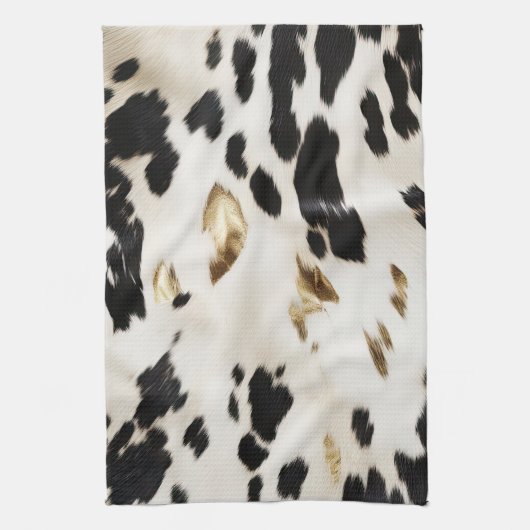 Zwart Wit Goud Zuidwest Koeienhuid Theedoek (Verticaal)
