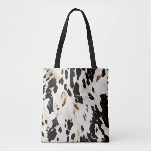 Zwart Wit Goud Zuidwest Koeienhuid Tote Bag (Voorkant)