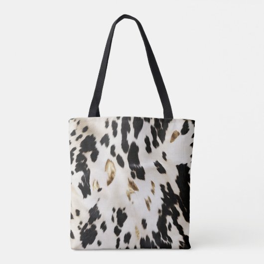 Zwart Wit Goud Zuidwest Koeienhuid Tote Bag (Achterkant)