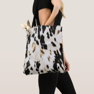 Zwart Wit Goud Zuidwest Koeienhuid Tote Bag