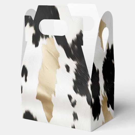 Zwart Wit Goud Zuidwest Koeienhuid Verjaardag Bedankdoosjes (Geopend)