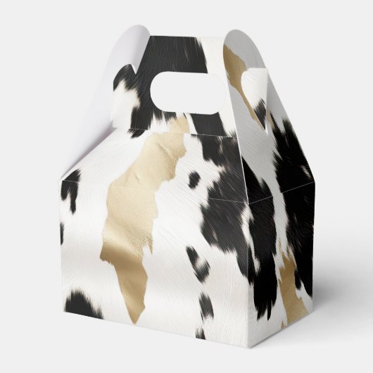 Zwart Wit Goud Zuidwest Koeienhuid Verjaardag Bedankdoosjes (Voorkant Zijde)