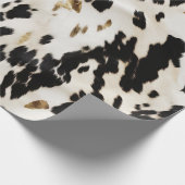 Zwart Wit Goud Zuidwest Koeienhuid Verjaardag Cadeaupapier (Hoek)