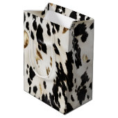 Zwart Wit Goud Zuidwest Koeienhuid Verjaardag Medium Cadeauzakje (Achterkant Gekanteld)