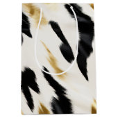 Zwart Wit Goud Zuidwest Koeienhuid Verjaardag Medium Cadeauzakje (Voorkant)