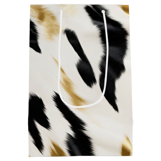 Zwart Wit Goud Zuidwest Koeienhuid Verjaardag Medium Cadeauzakje (Achterkant)