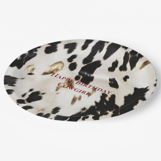 Zwart Wit Goud Zuidwest Koeienhuid Verjaardag Papieren Bordje (Gekanteld)