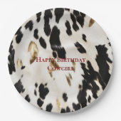 Zwart Wit Goud Zuidwest Koeienhuid Verjaardag Papieren Bordje (Voorkant)